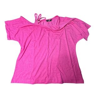 DOKOTOO Off Shoulder Top Hot Pink Short Sleeve Casual Blouse Size‎ S